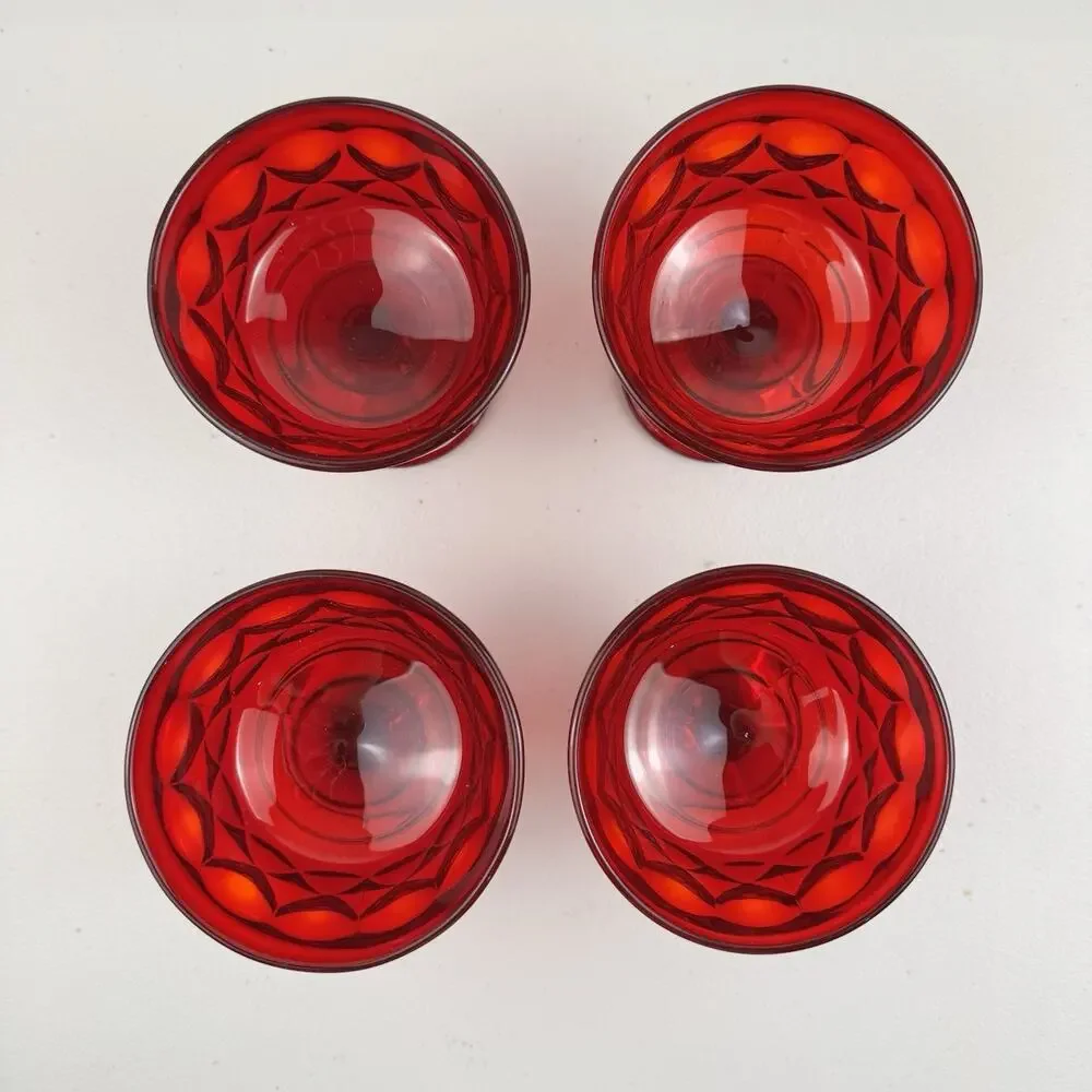 Noritake Perspective Ruby Red Champagne Tall Sherbet Desert Glass Goblet *Glows*